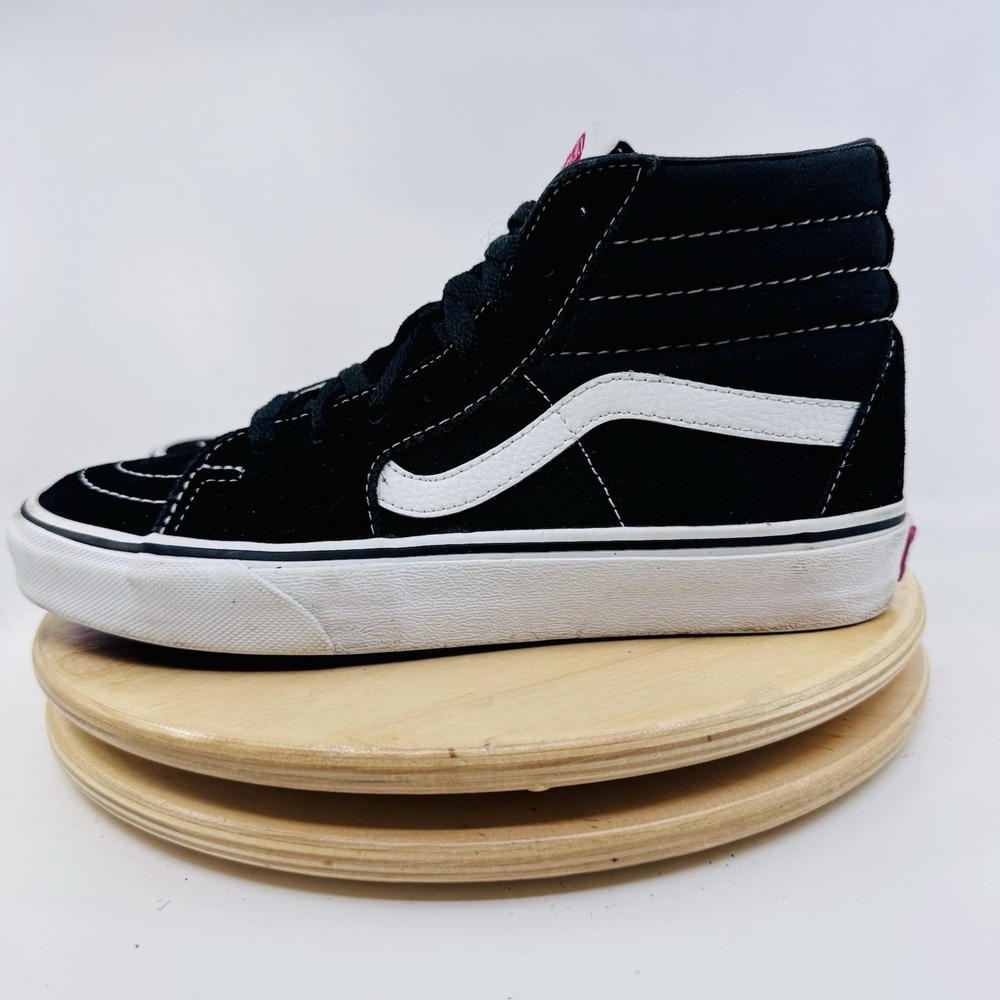 Vans Sk8-Hi Womens 7 Mens 5.5 Black White Suede & Canvas High Top Skate Shoes